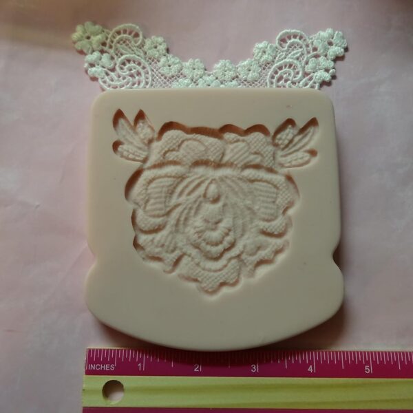 Large Rose Lace silicone mold measures