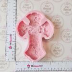 First Communion Cross and Flowers silicone mold measures