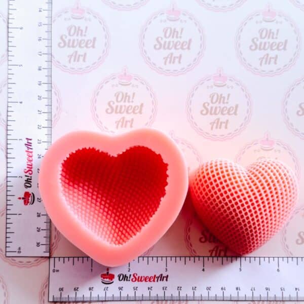 Mesh Heart Silicone Mold measures
