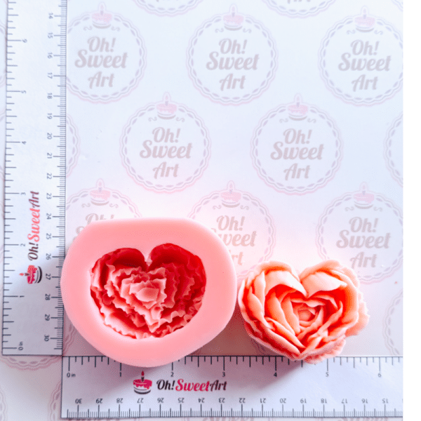 Rose Heart Silicone Mold measures