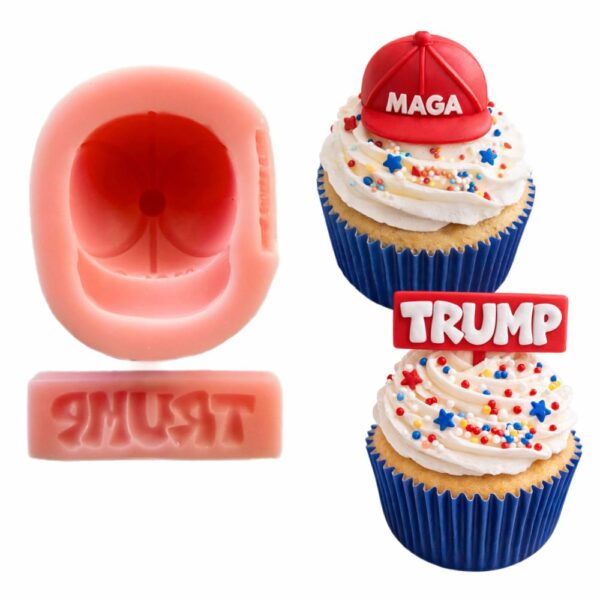 MAGA hat and Trump letter silicone mold set for cupcake toppers fondant chocolate candy mold Oh Sweet Art